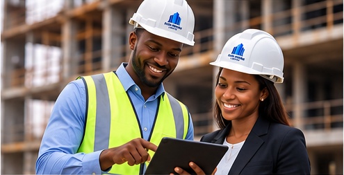 Engineers at a construction site
